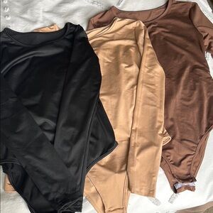 Women's Bodysuit Trio - Black, Tan, and Brown